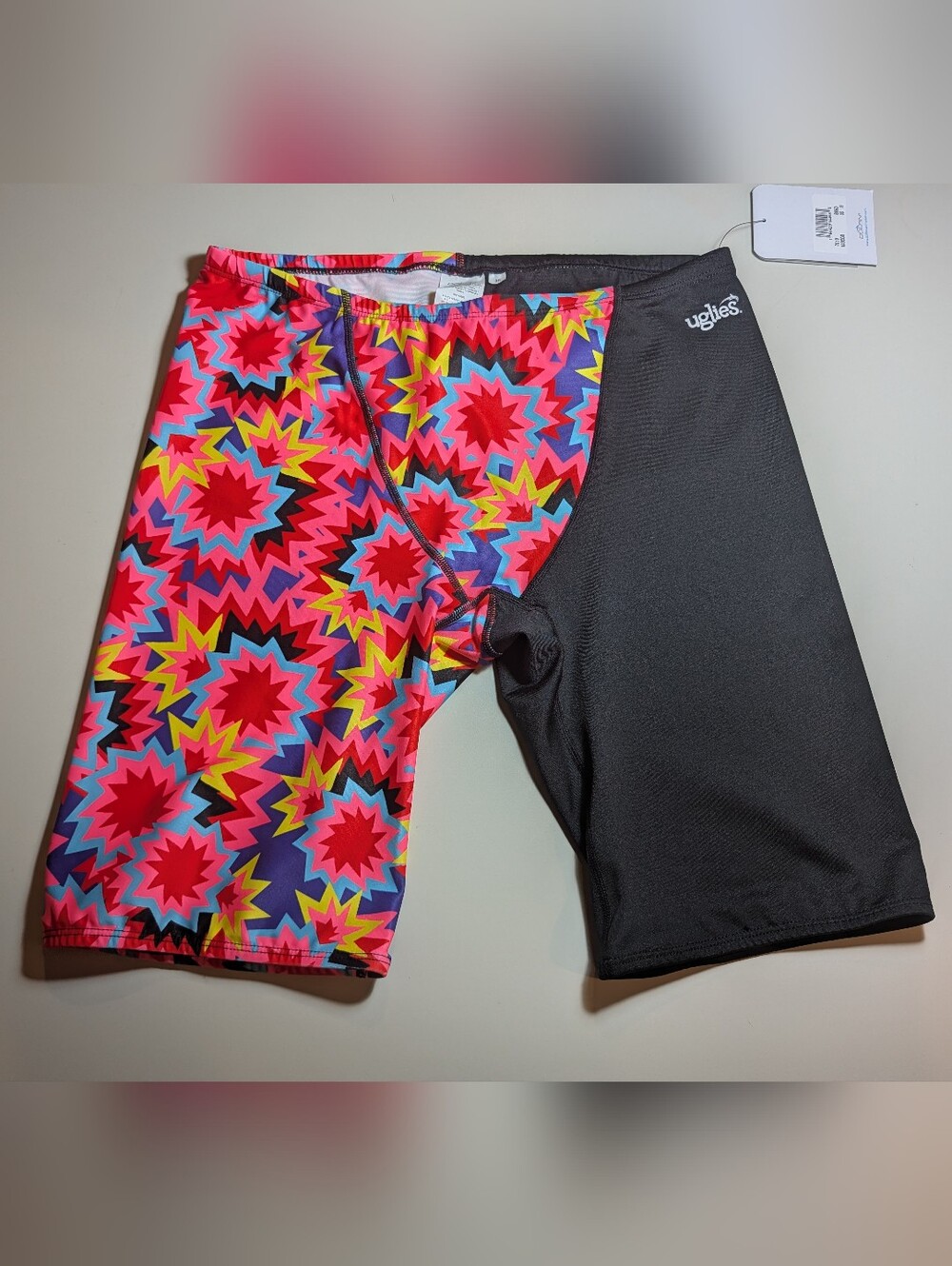 Dolfin Uglies Mens' Starburst Jammer Swim Shorts - Black & Neon Multicolor